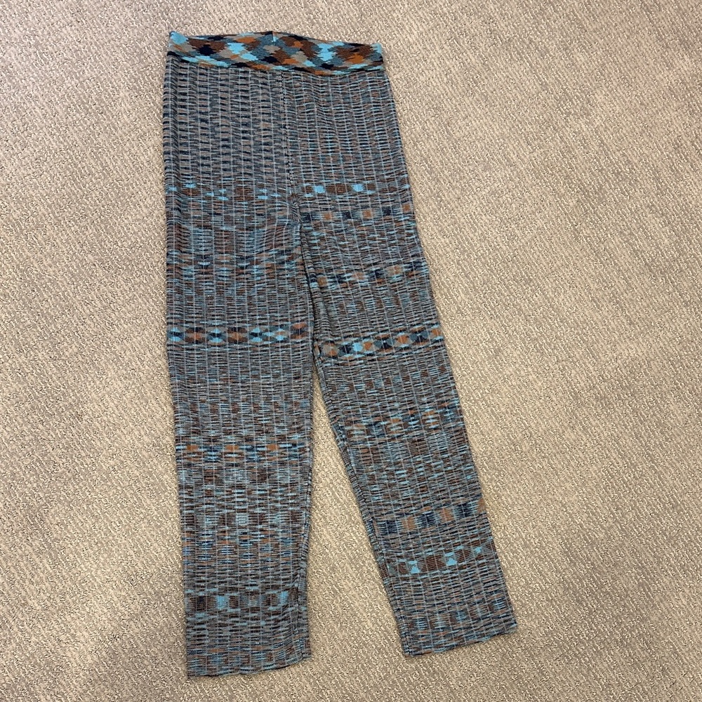 12th Tribe Geometric Knit Leggings - Blue and Brown